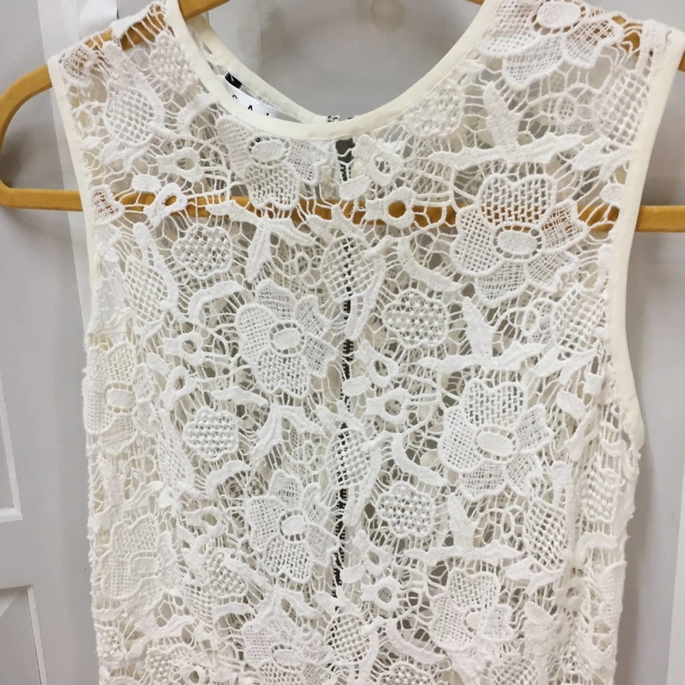 CAbi White Crocheted Lace Sheer Peplum Top - Picture 11 of 16